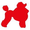 Autocollant Sticker corps de chien Caniche - coupe Lion - 15cm - Rouge