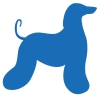 Autocollant Sticker corps de chien Lévrier Afghan - 15 cm - Bleu