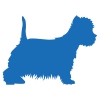 Autocollant Sticker corps de chien Westie - 15cm - Bleu