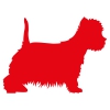 Westie dog body sticker - 15cm - Red