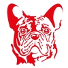 French Bulldog dog head sticker - 15 cm - Red