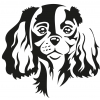 Autocollant Sticker tête de chien Cavalier King Charles - 15cm - Noir