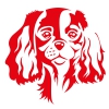 Autocollant Sticker tête de chien Cavalier King Charles - 15cm - Rouge