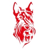 Autocollant Sticker tête de chien Scottish - 15cm - Rouge