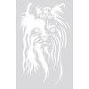 Autocollant Sticker tête de chien Yorkshire - 15 cm - Blanc