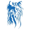 Autocollant Sticker tête de chien Yorkshire - 15 cm - Bleu