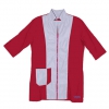 Blouse de toilettage manches 3/4 rouge/gris col tailleur - Taille M - Tour de poitrine 110cm