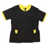Blouse de toilettage Mixte avec poches Noire/jaune - collection SINGAPOUR - Taille L - Tour de poitrine 114cm - Longueur 72cm