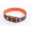 Collier Allure en cuir Marron/Orange - L.62 x l.3,1 x 40-55 cm