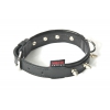Black leather studded dog collar - Super comfort - W25mm L40cm