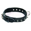 Black leather studded dog collar - Super comfort - W30mm L50cm