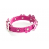 Fuchsia leather collar for dog - Clover leather right - W 14mm L 28cm