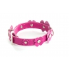 Collier cuir droit fuchsia pour chien - cuir fantaisie trèfle peausserie - larg 14mm Long 31cm