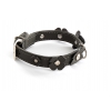 Grey leather collar for dog - Clover leather right - W 14mm L 28cm