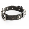 Grey leather collar for dog - Clover leather right - W 31mm L 45cm