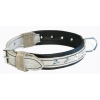 Grey and black leather dog collar - Montana - W35mm L60cm