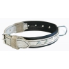 Collier en cuir gris et noir pour chien - Montana - larg 35mm Long 60cm