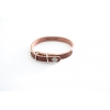 Brown leather dog collar - classic leather stitched with plate - W 14mm L 36cm