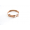 Natural leather dog collar - classic leather stitched with plate - W 18mm L 45cm
