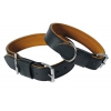 Black Leather dog collar - Black & Tan - W14mm L35cm