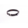 Black Leather Dog Collar - leather saddle stitching - W 18mm L 45cm