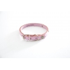 Pink leather dog collar - classic leather stitched with plate - W 10mm L 31cm