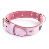 Dog pink Leather Collar - Special bulldog - W 31mm L 50cm