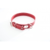 Red leather dog collar - classic leather stitched with plate - W 14mm L 36cm