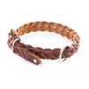 Brown braided leather collar for dog - W22mm L48cm