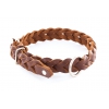 Brown braided leather collar for dog - W26mm L55cm