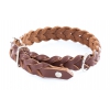 Brown braided leather collar for dog - W31mm L60cm