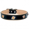 Dog collar - black leather - Citrine - 65x3,0cm