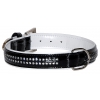 Dog collar - black leather - "Pierre de cristal" - Lenght 50cm x Width 2,5cm