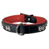 Dog collar - pattern bone - external black - internal red - 50x2.5cm