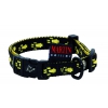 Collier pour chien noir jaune - pattes originales - larg 16mm Long 30 à 45cm
