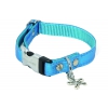 Dog collar - nylon Disco blue turquoise - 1,5 x 23 à 33 cm
