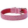 Pink/white imitation sharkskin collar made from calfskin - 28x1.2 cm