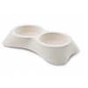 Plastic double bowl for dog - beige - 20 cm x h 6 cm