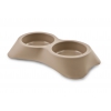 Plastic double bowl for dog - taupe - 20 cm x h 6 cm