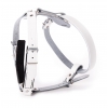 Dog harness - cozy white leather - 50 à 59 cm x 2,1 cm