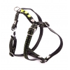 Dog black fluo harness - nylon black & yellow - Size S - Width 15 mm - Lenght 35 to 45 cm
