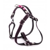 Dog black fluo harness - nylon black & pink - Size S - Width 15 mm - Lenght 35 to 45 cm