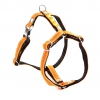 Dog color fluo harness - nylon orange & yellow - Size S - Width 15 mm - Lenght 35 to 45 cm