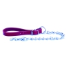 Dog chain lead with handle leather - red - diam 4 mm W16mm L60cm