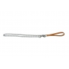 Dog chain lead with leather crust handle - natural - 0,2 x 1,2 x 100 cm