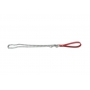 Dog chain lead with leather crust handle - red - 0,25 x 1,2 x 100 cm