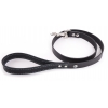 FLASH straight cut leather leash and neon seam - Black and turquoise