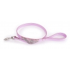 Laisse cuir MALIBU coupé franc et bandana cuir fantaisie - Rose