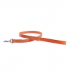 Orange leather lead for dogs - double thickness