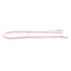 Pink leather lead for dogs - classic leather stitched with plate - W 16mm L 100cm